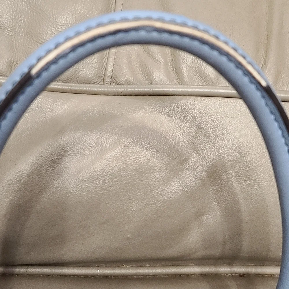 Nine‎ West Purse Faux Blue Leather 3 Compartments Handles/Strap 13x11